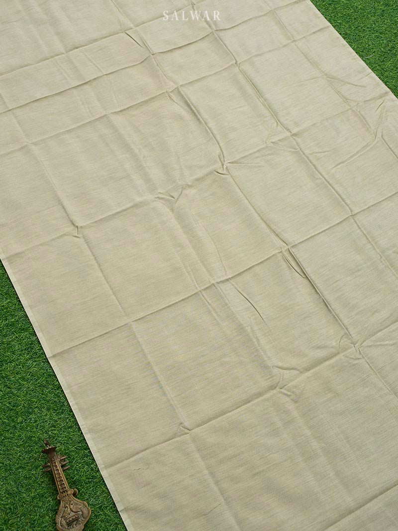 Beige Moonga Tussar Silk Handloom Banarasi Suit - Sacred Weaves