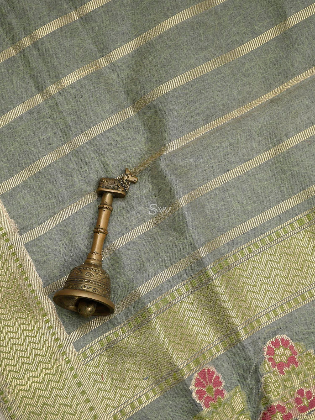 Beige Moonga Tussar Silk Handloom Banarasi Suit - Sacred Weaves