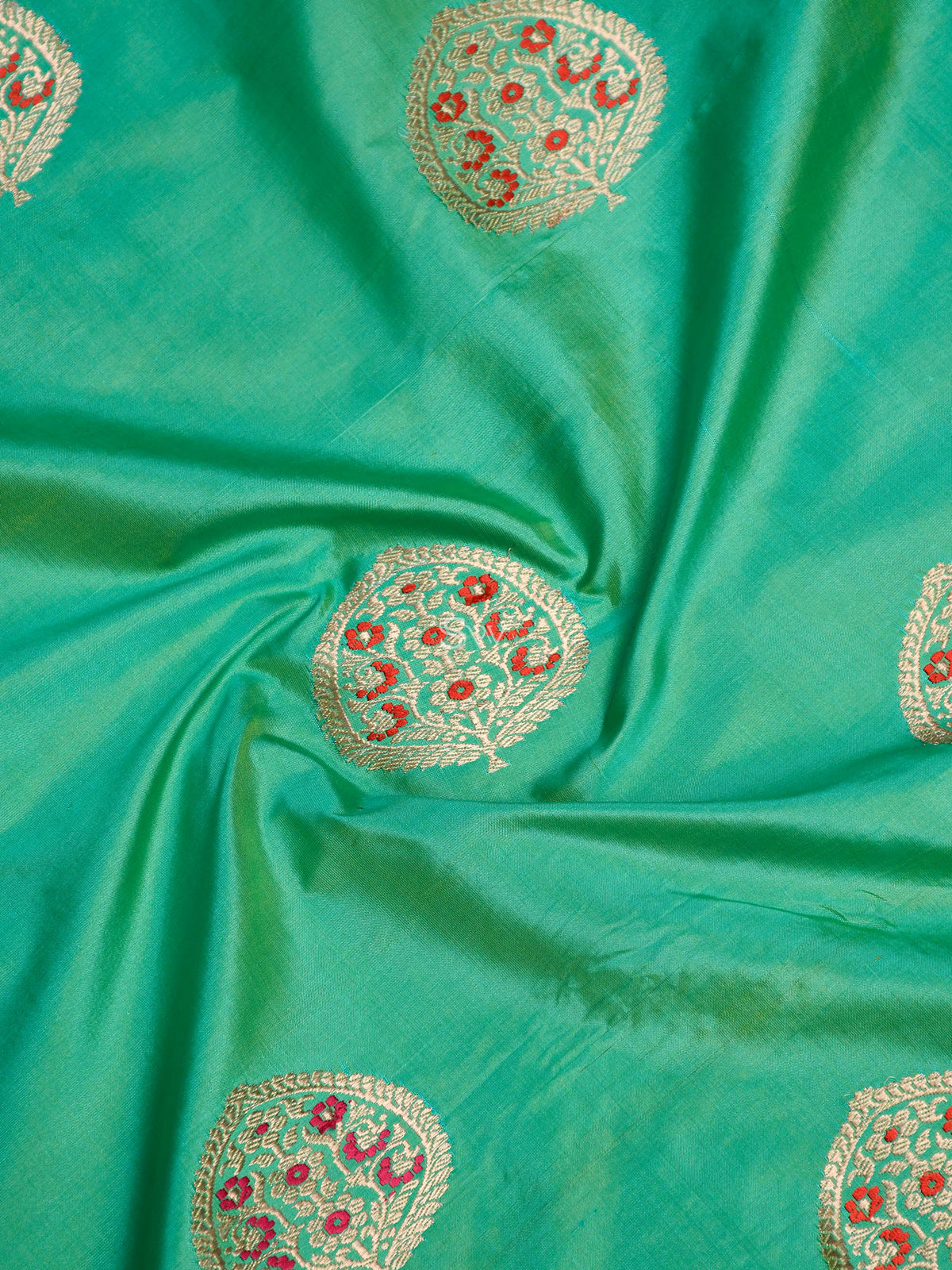 Sea Green Katan Silk Handloom Banarasi Suit - Sacred Weaves