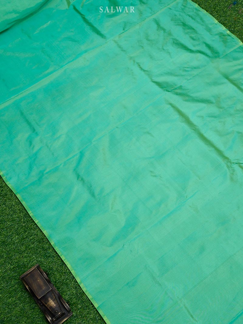Sea Green Katan Silk Handloom Banarasi Suit - Sacred Weaves