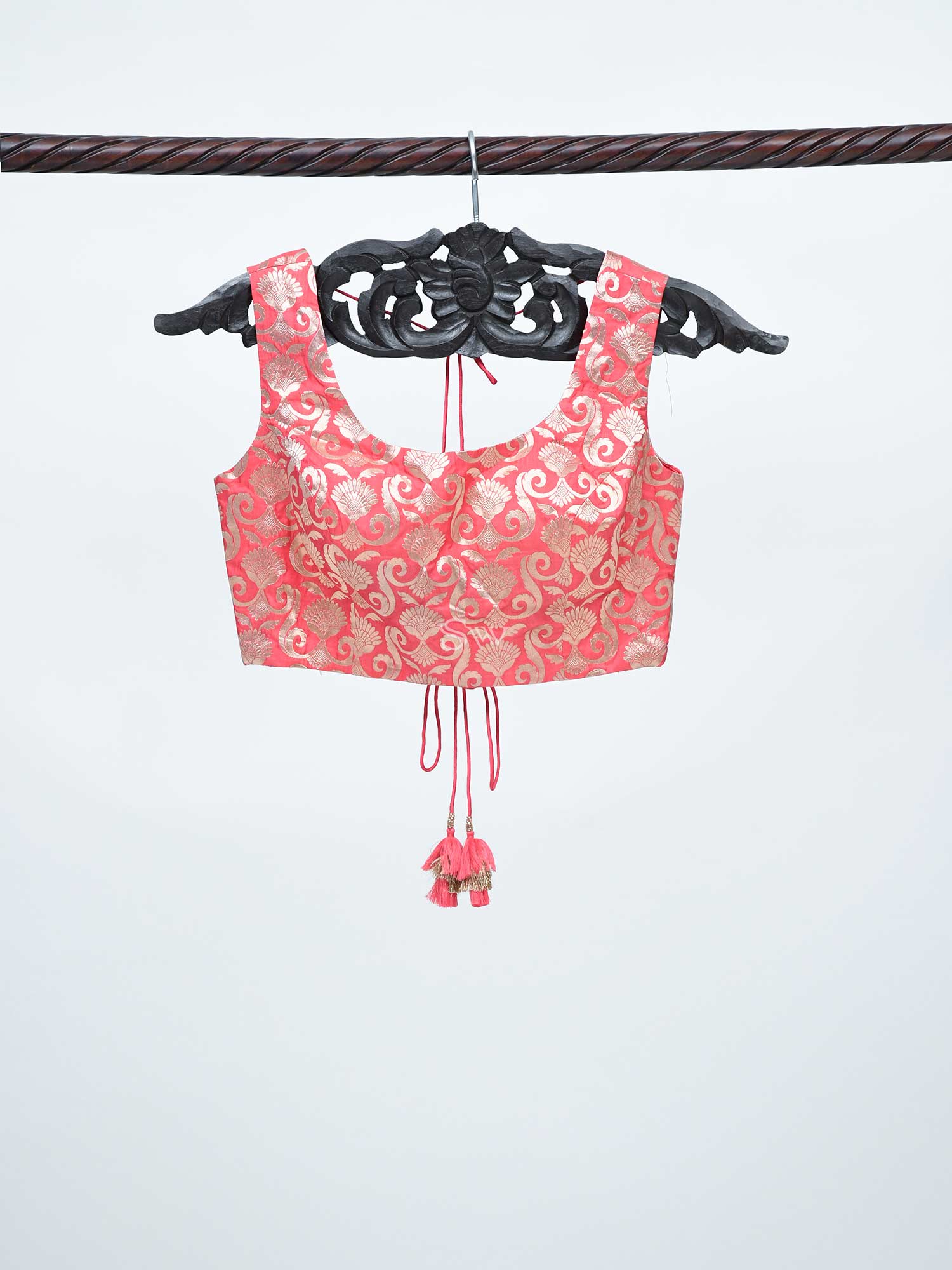 Pink Uppada Silk Banarasi Ready-made Blouse - Sacred Weaves