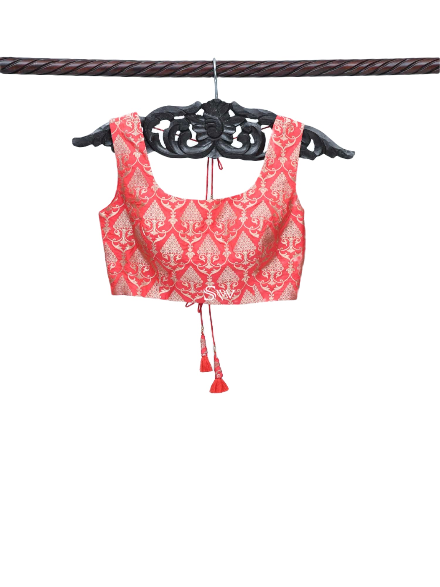 Red Uppada Silk Banarasi Ready-made Blouse - Sacred Weaves