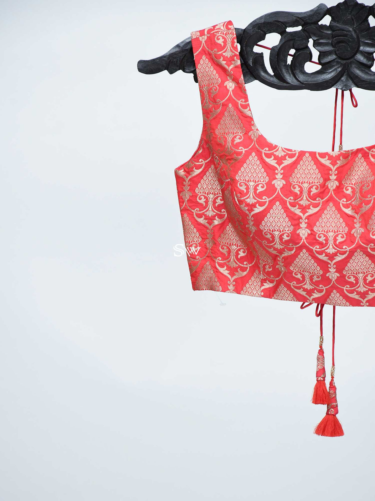 Red Uppada Silk Banarasi Ready-made Blouse - Sacred Weaves