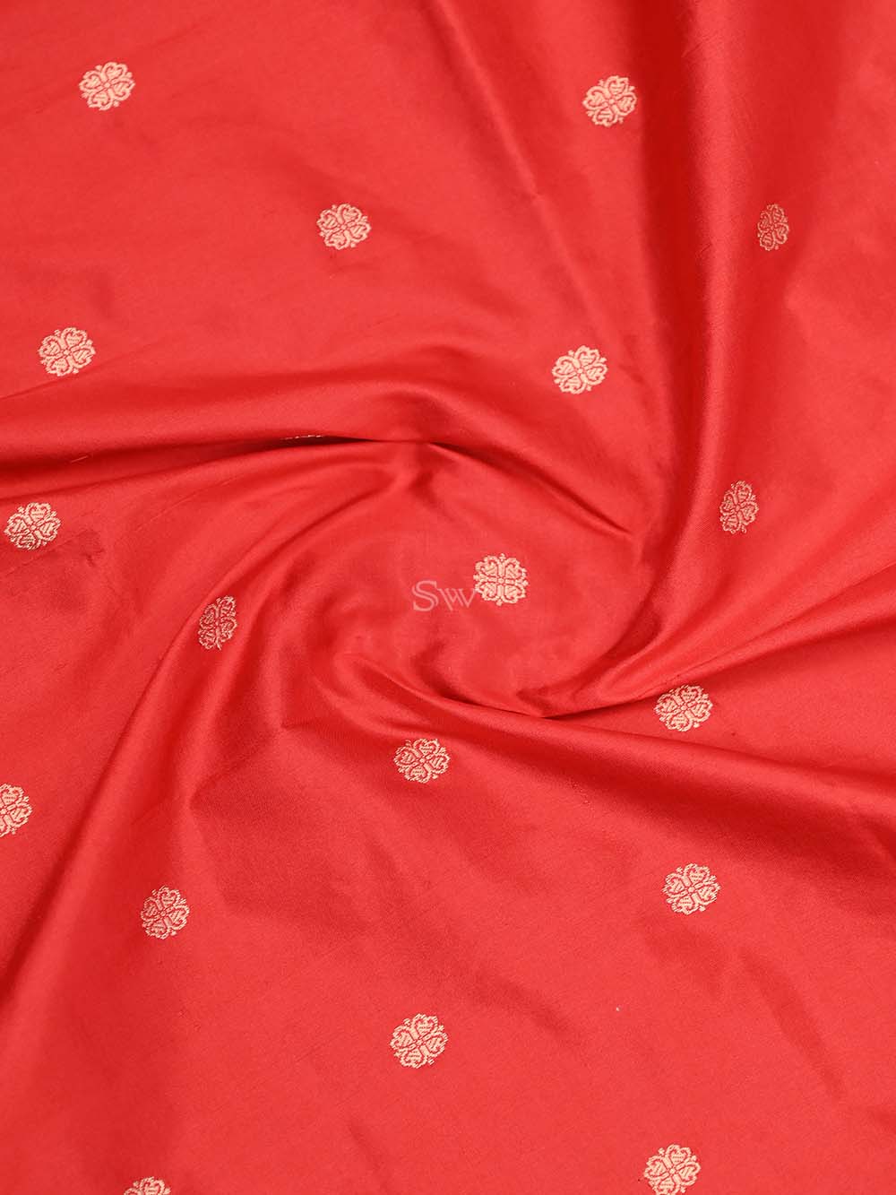 Red Booti Katan Silk Handloom Banarasi Dupatta - Sacred Weaves