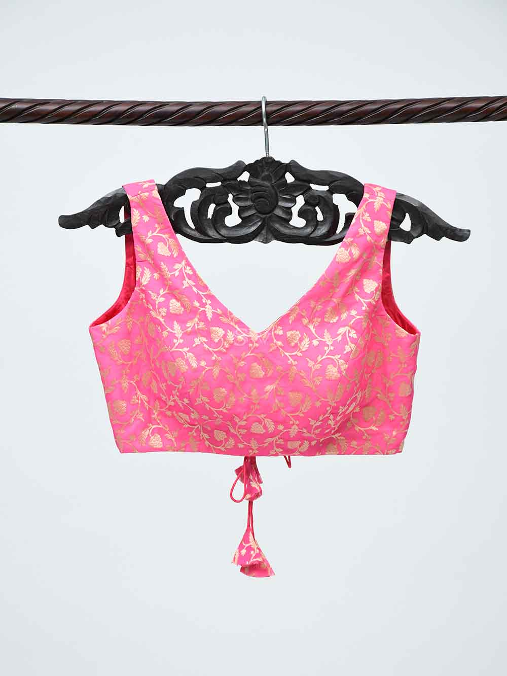 Pink Georgette Banarasi Ready-made Blouse - Sacred Weaves