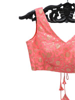 Peach Georgette Banarasi Ready-made Blouse - Sacred Weaves
