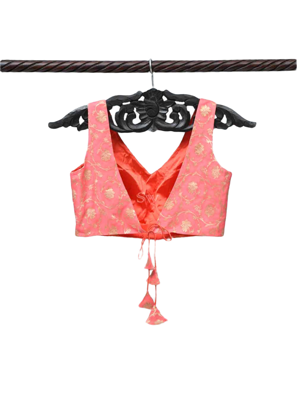 Peach Georgette Banarasi Ready-made Blouse - Sacred Weaves