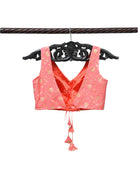 Peach Georgette Banarasi Ready-made Blouse - Sacred Weaves