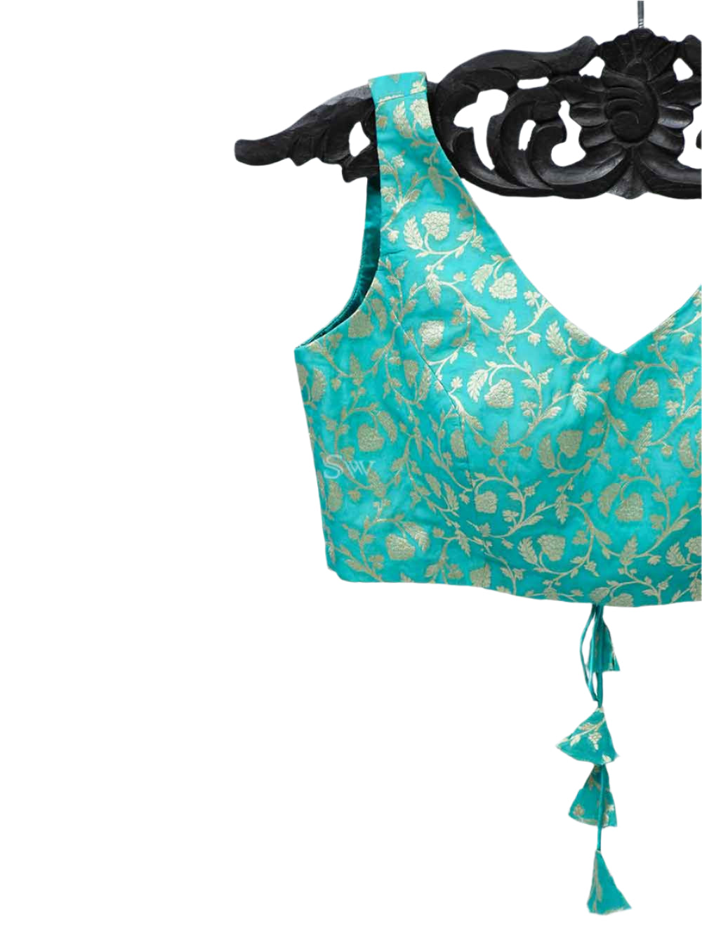 Sea Green Georgette Banarasi Ready-made Blouse - Sacred Weaves