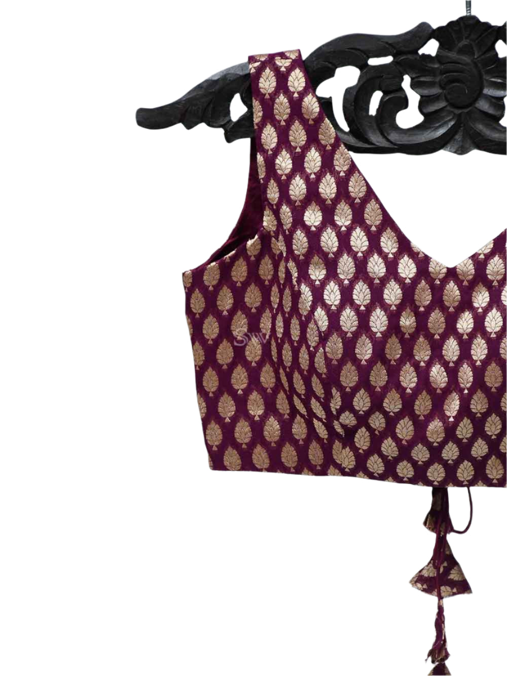Wine Georgette Banarasi Ready-made Blouse - Sacred Weaves