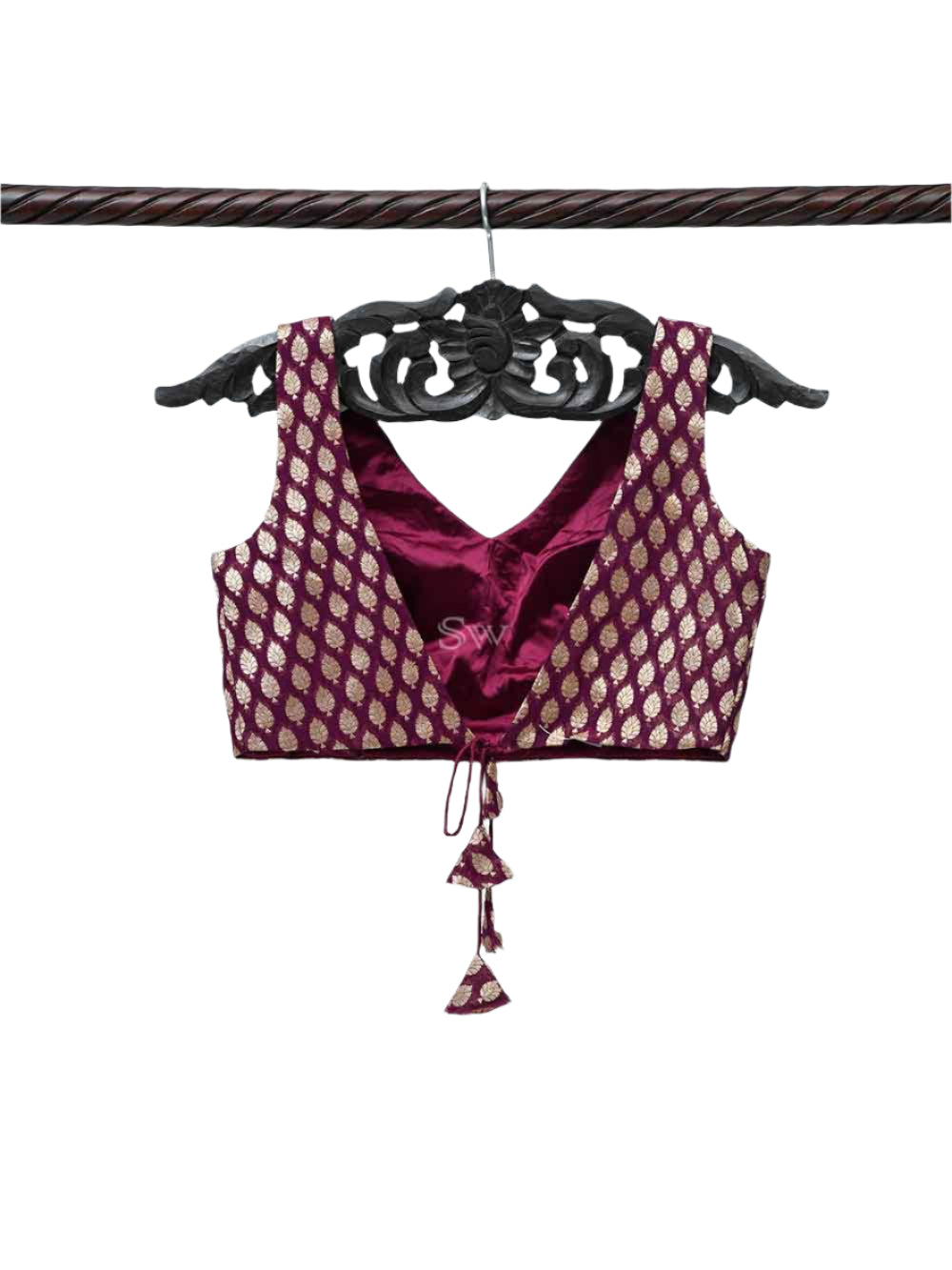 Wine Georgette Banarasi Ready-made Blouse - Sacred Weaves