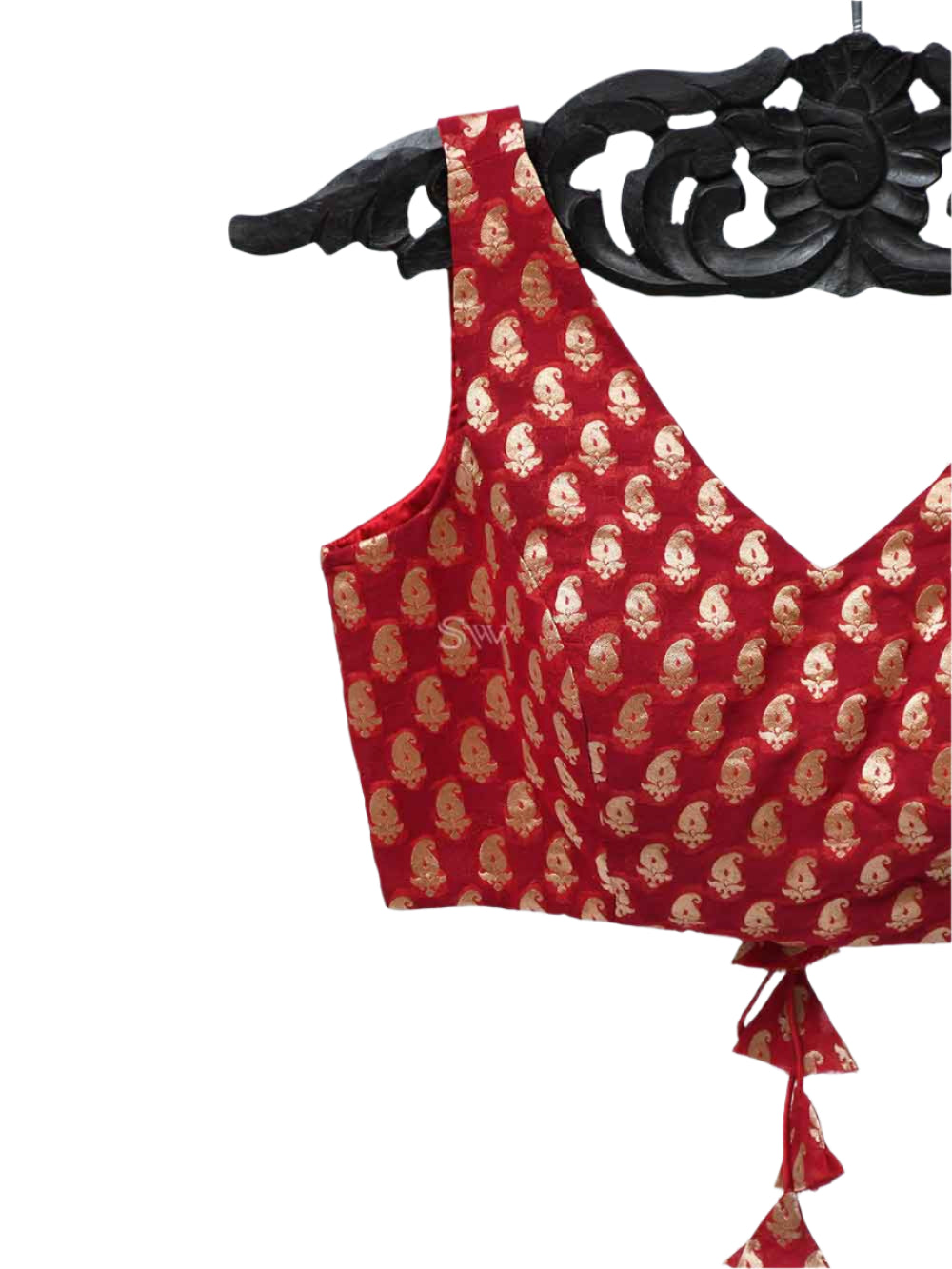 Red Georgette Banarasi Ready-made Blouse - Sacred Weaves