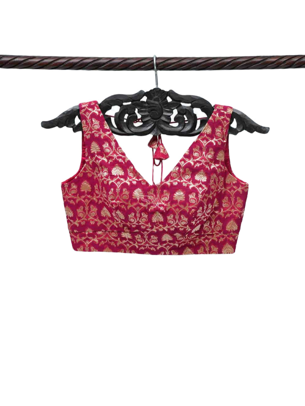 Dark Pink Georgette Banarasi Ready-made Blouse - Sacred Weaves