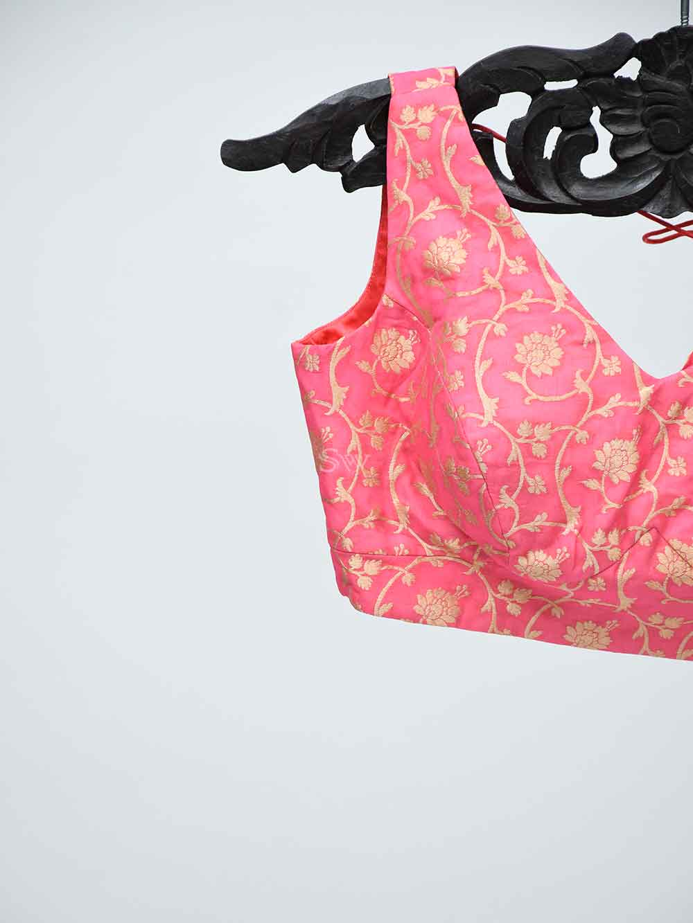 Pink Georgette Banarasi Ready-made Blouse - Sacred Weaves