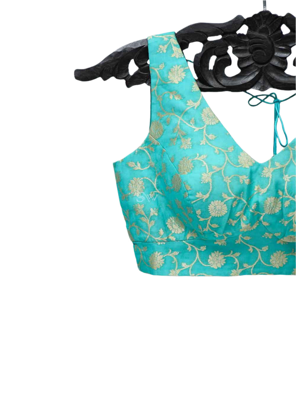 Sea Green Georgette Banarasi Ready-made Blouse - Sacred Weaves