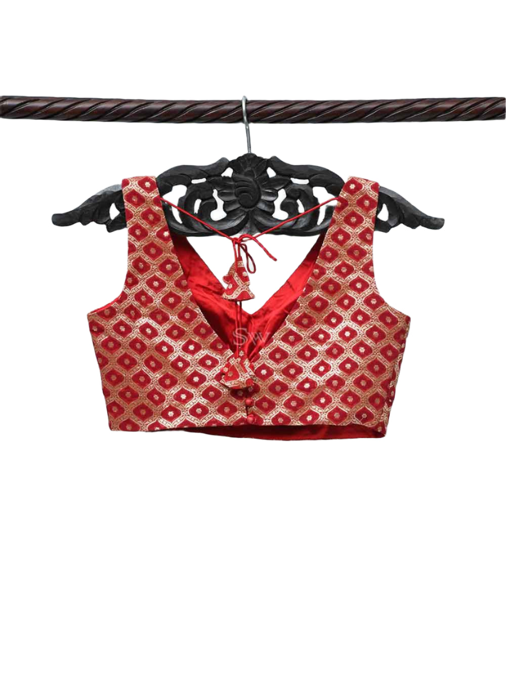 Red Georgette Banarasi Ready-made Blouse - Sacred Weaves