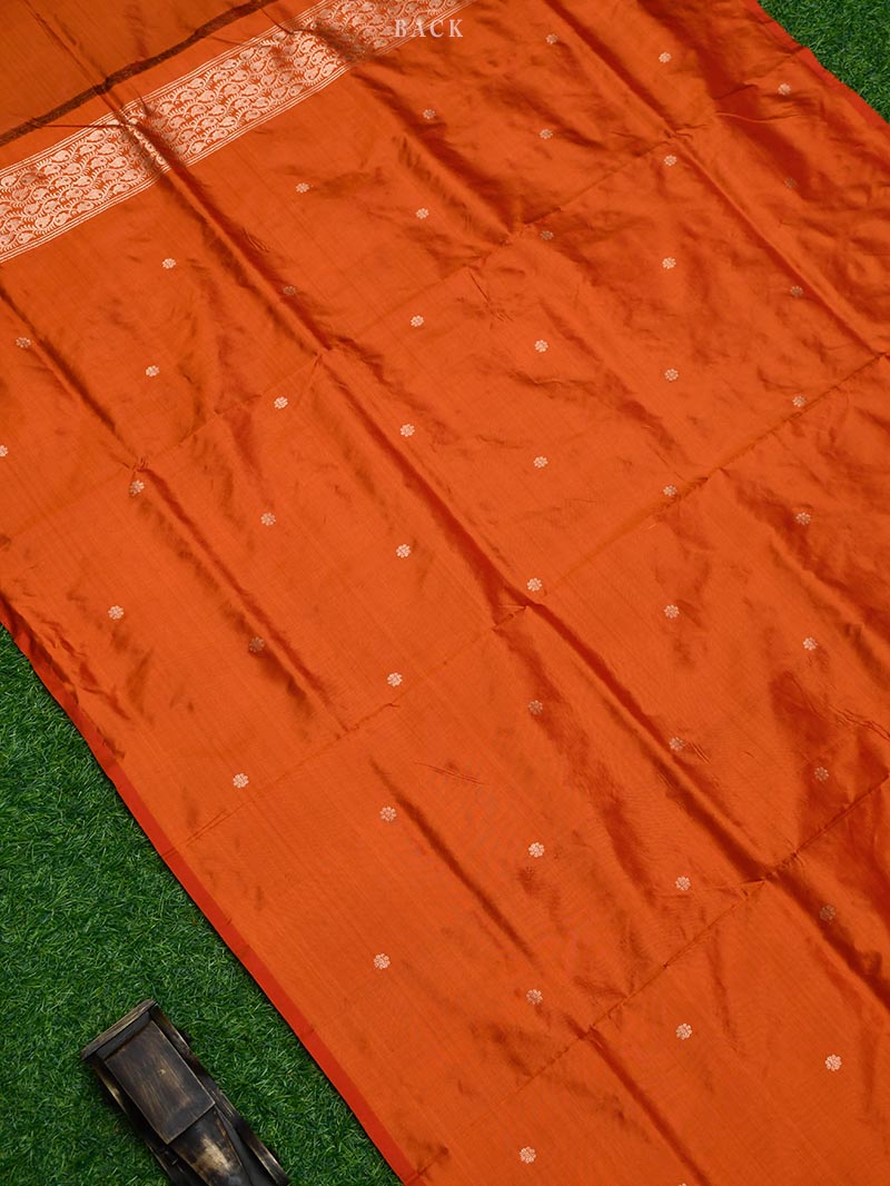 Dark Orange Katan Silk Handloom Banarasi Suit - Sacred Weaves