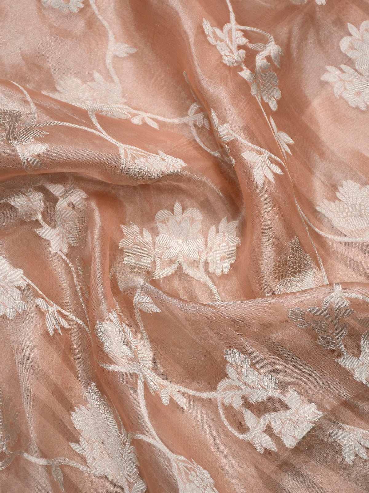 Pastel Peach Tissue Handloom Banarasi Lehenga