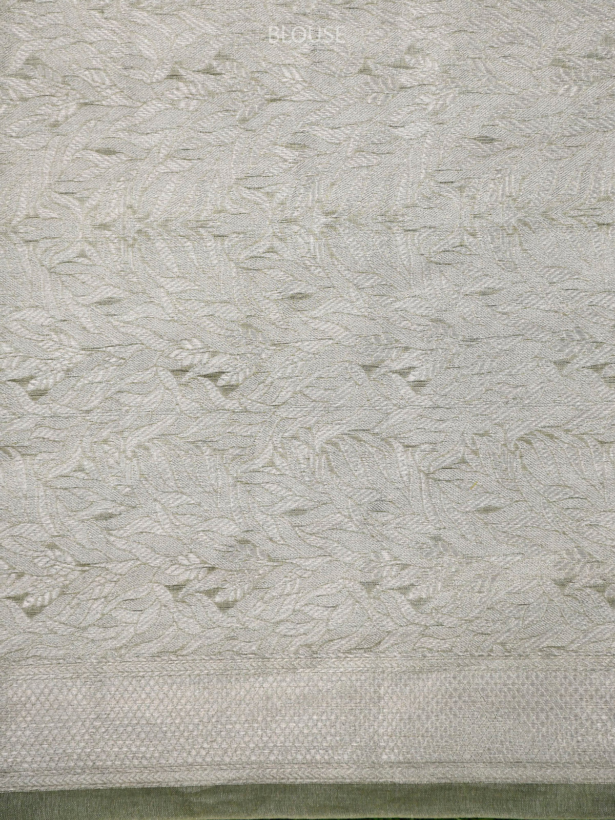 Pastel Moss Green Tissue Handloom Banarasi Lehenga - Sacred Weaves