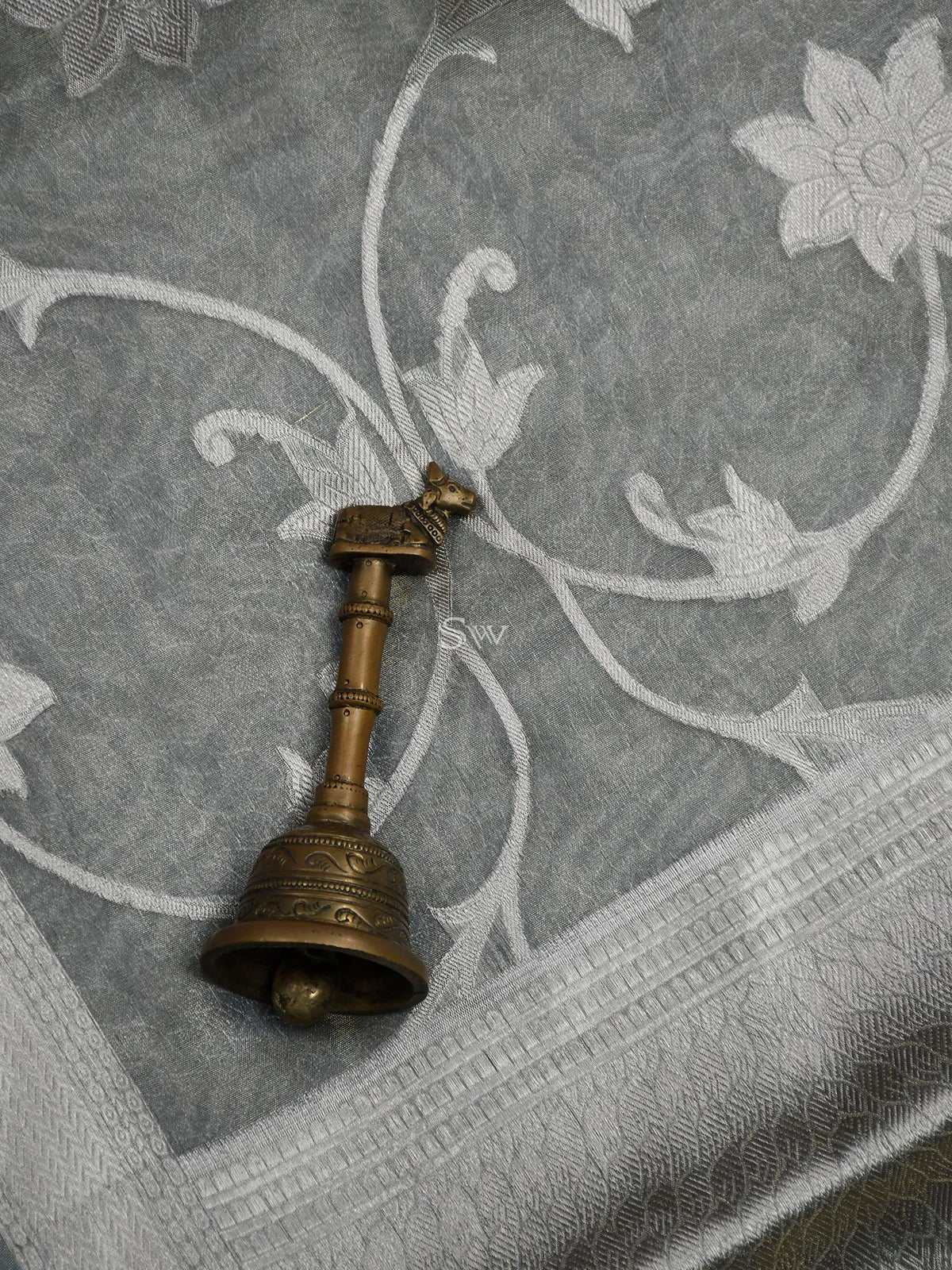 Pastel Light Blue Tissue Handloom Banarasi Lehenga - Sacred Weaves