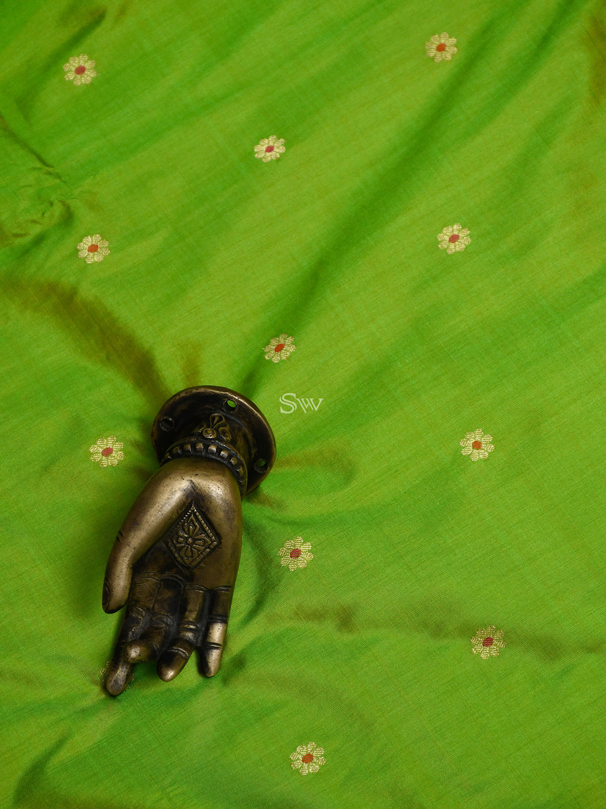 Parrot Green Katan Silk Handloom Banarasi Suit - Sacred Weaves