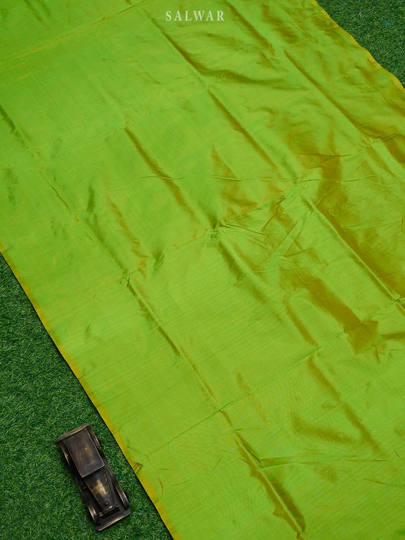 Parrot Green Katan Silk Handloom Banarasi Suit - Sacred Weaves