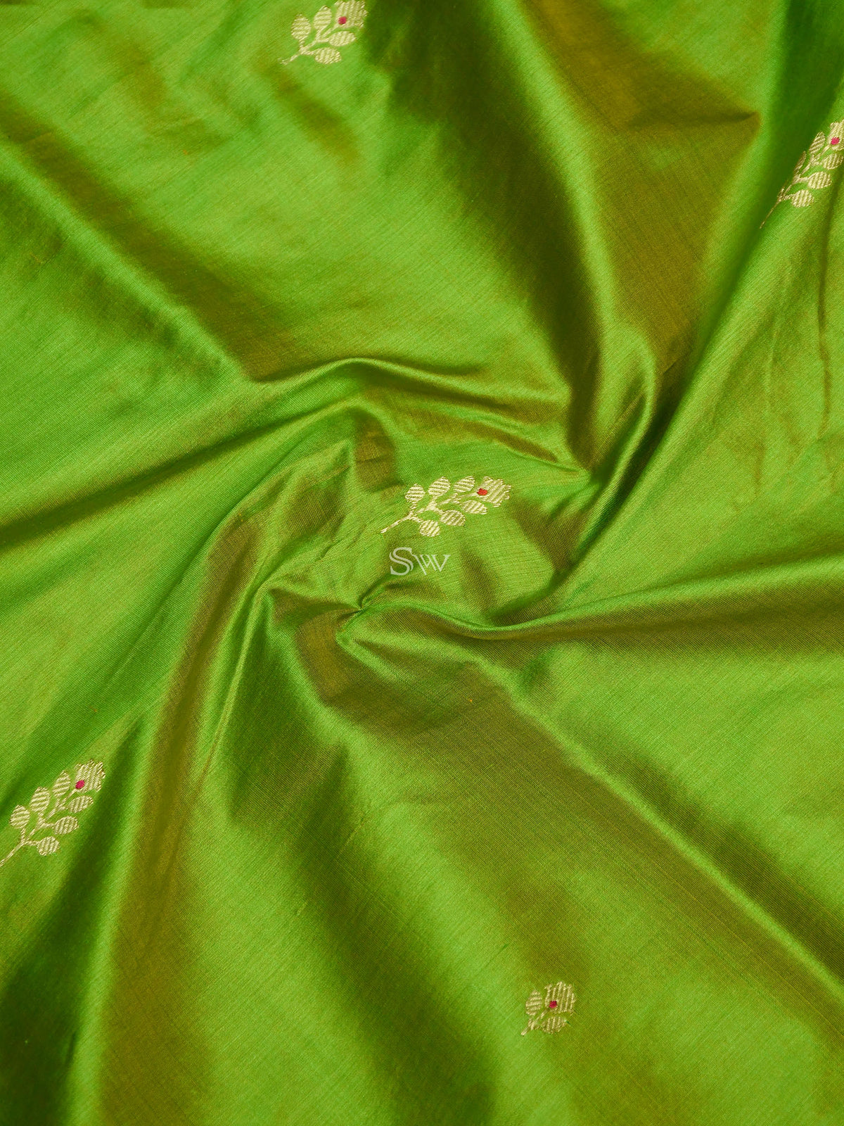 Parrot Green Katan Silk Handloom Banarasi Suit - Sacred Weaves