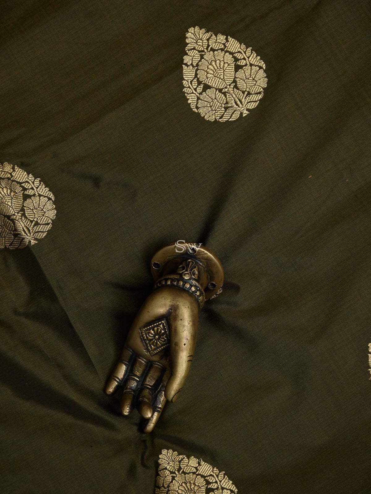 Dark Moss Green Katan Silk Handloom Banarasi Suit - Sacred Weaves