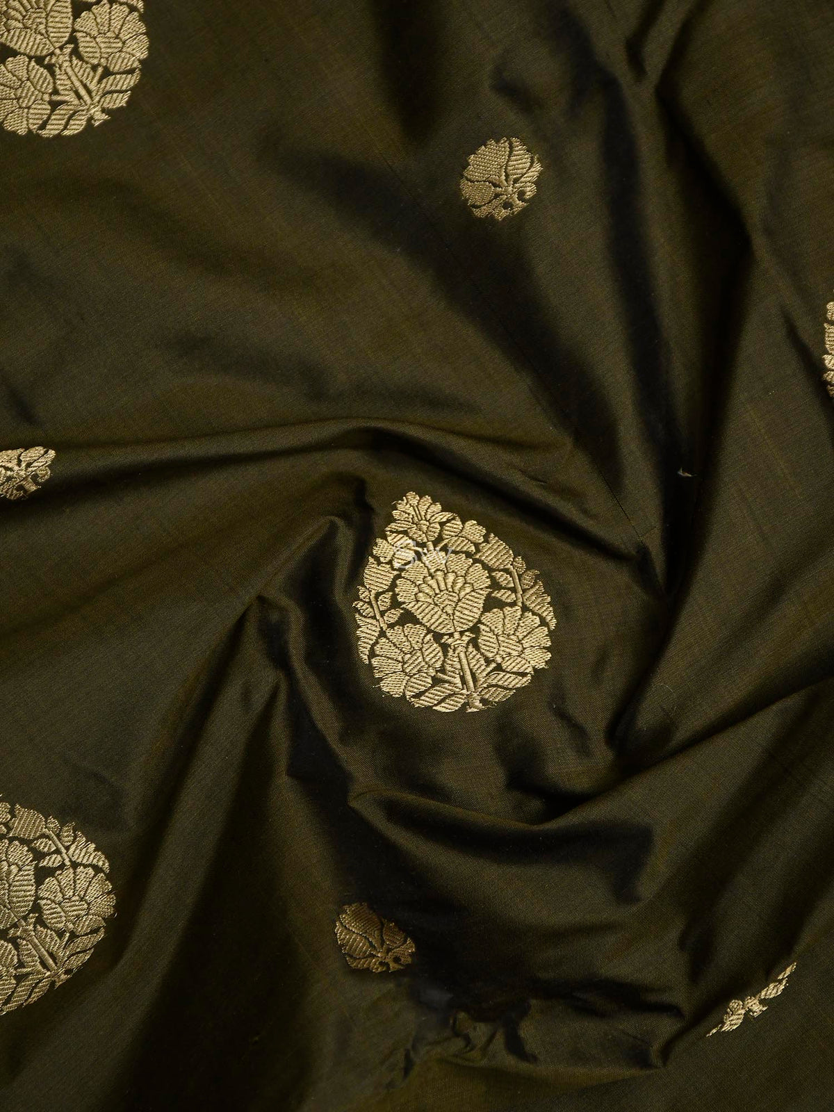 Dark Moss Green Katan Silk Handloom Banarasi Suit - Sacred Weaves