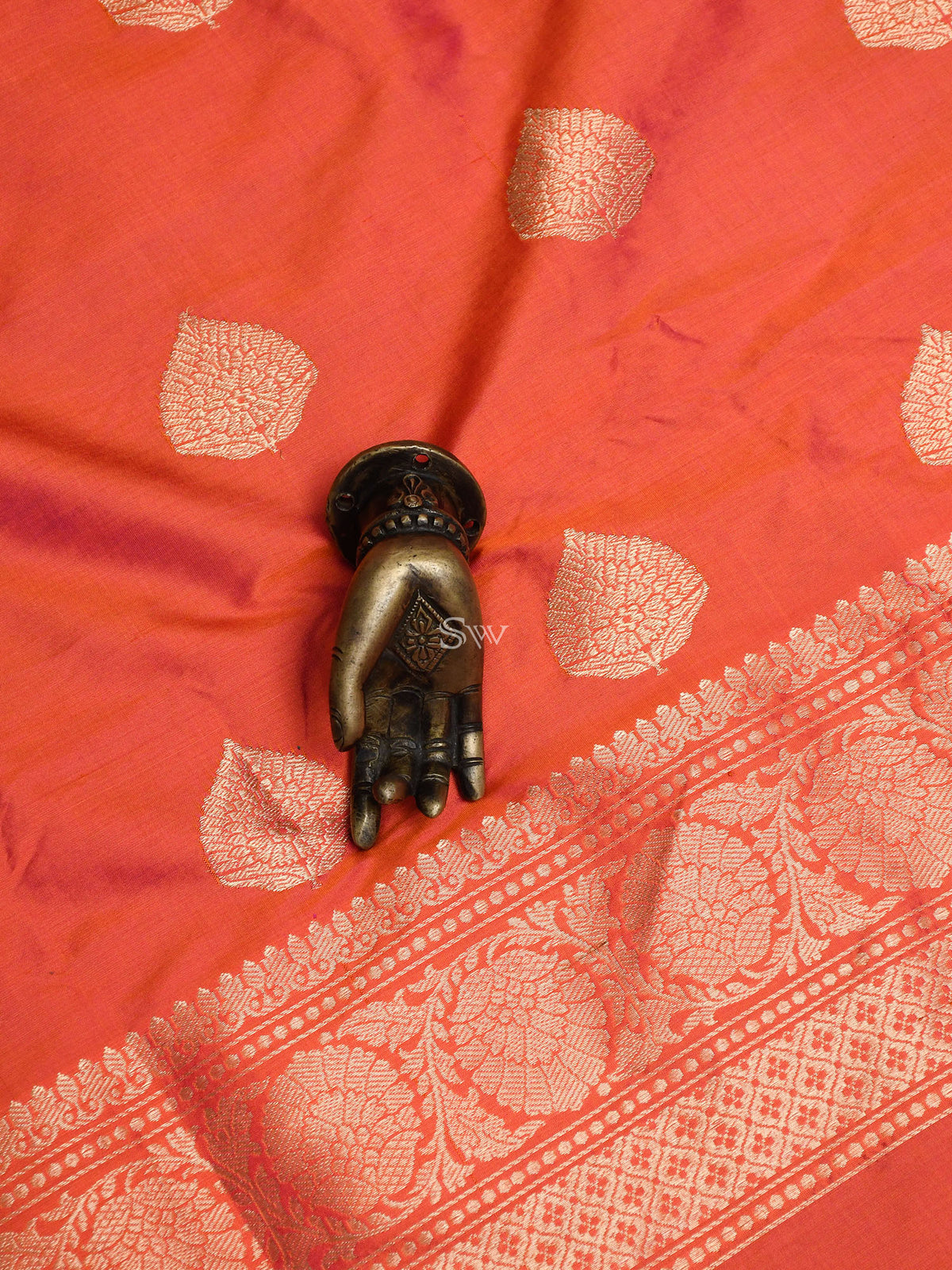Orange Magenta Katan Silk Handloom Banarasi Suit - Sacred Weaves