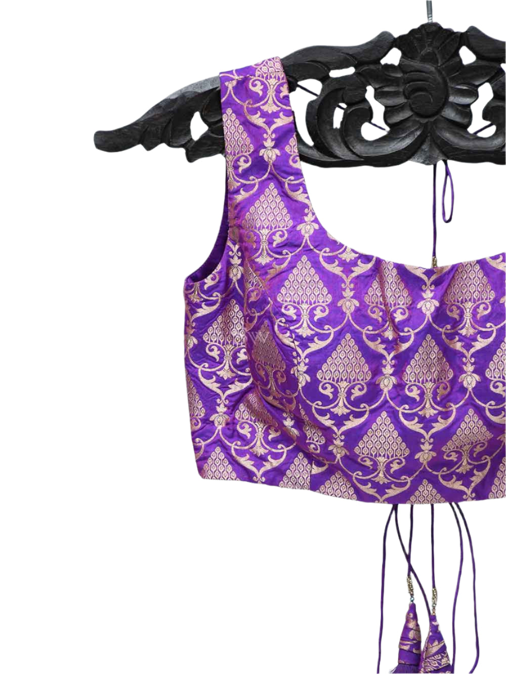 Purple Uppada Silk Banarasi Ready-made Blouse - Sacred Weaves