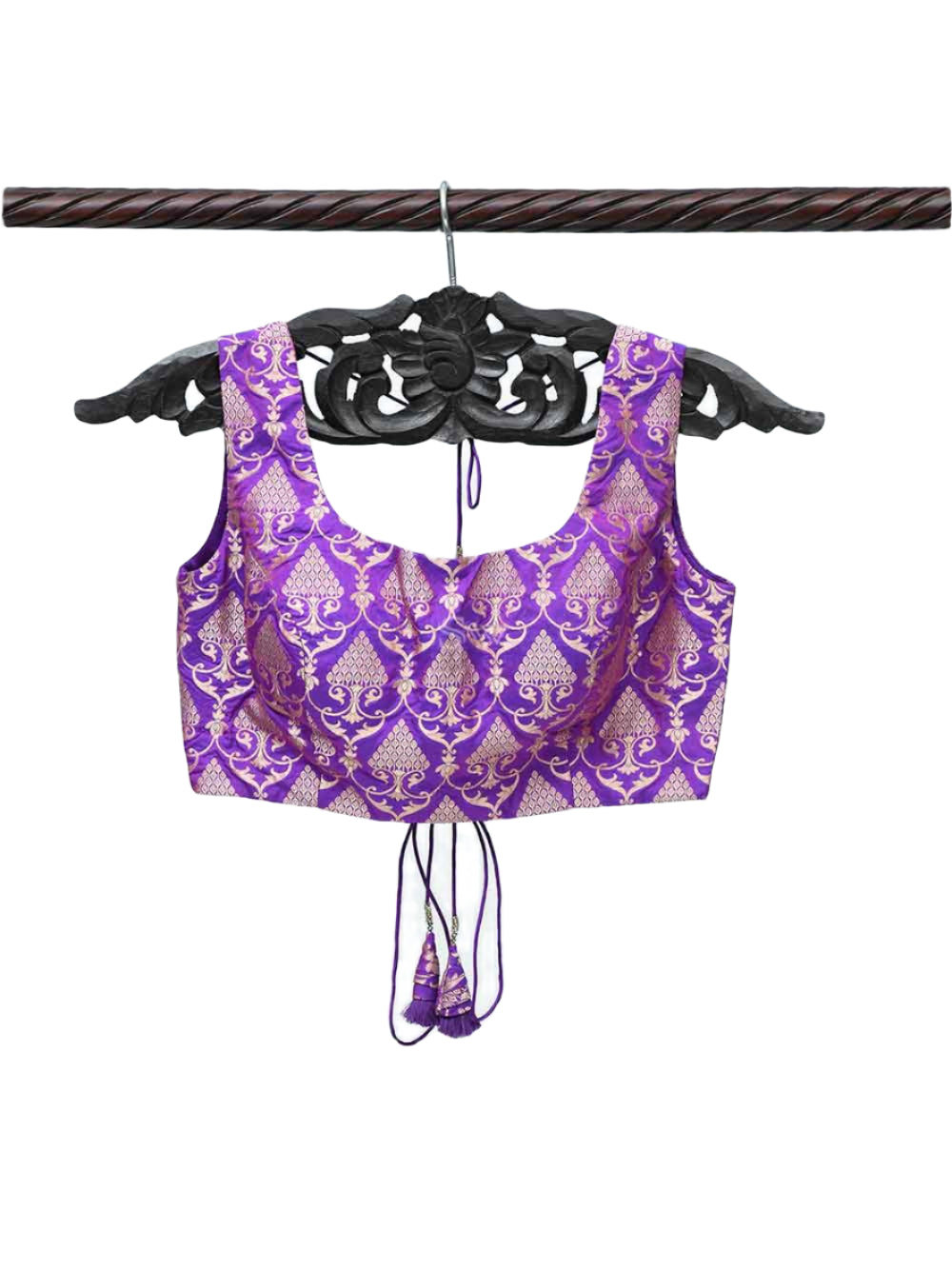 Purple Uppada Silk Banarasi Ready-made Blouse - Sacred Weaves