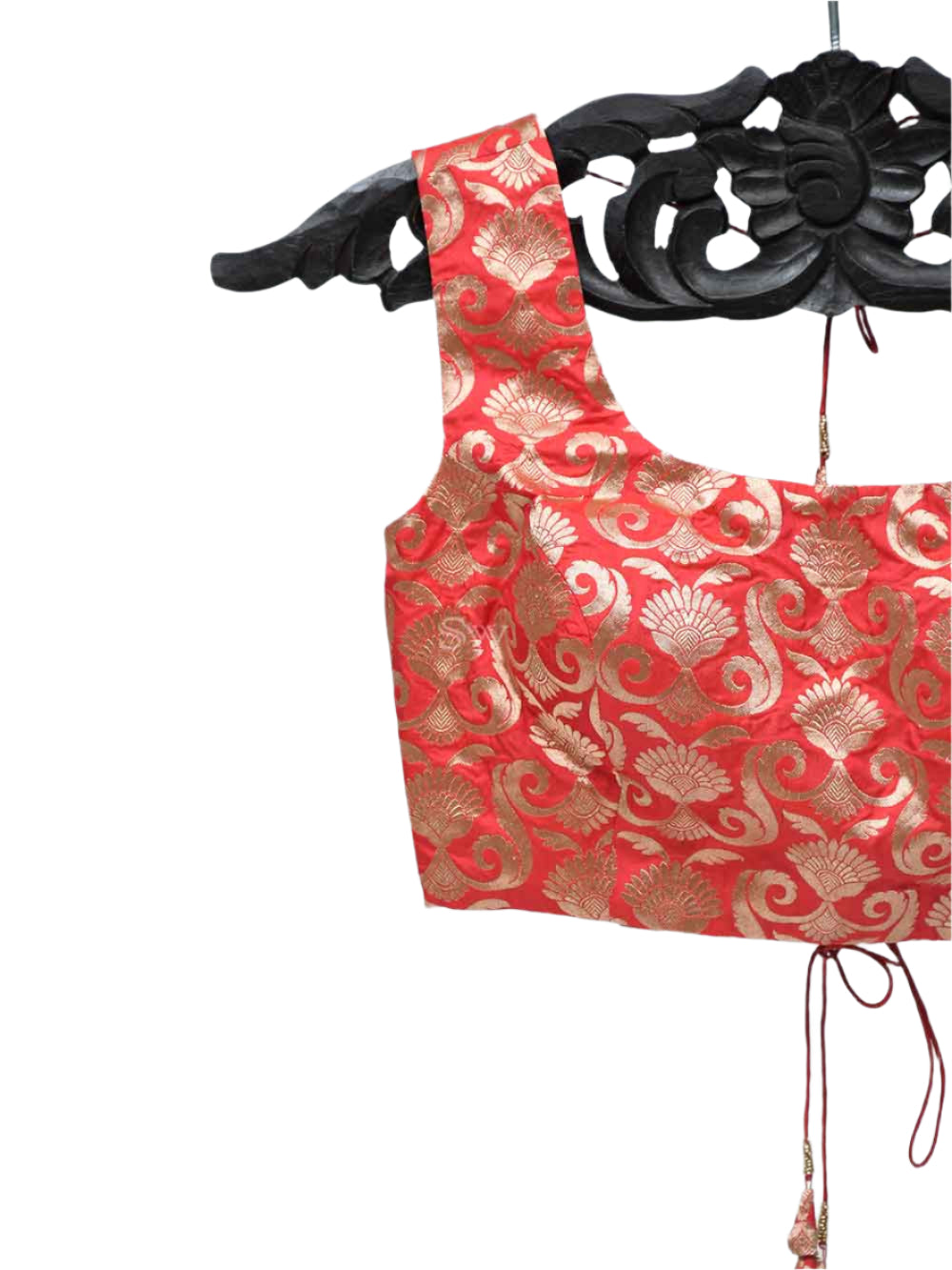 Red Uppada Silk Banarasi Ready-made Blouse - Sacred Weaves