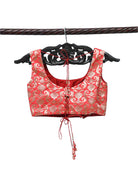 Red Uppada Silk Banarasi Ready-made Blouse - Sacred Weaves