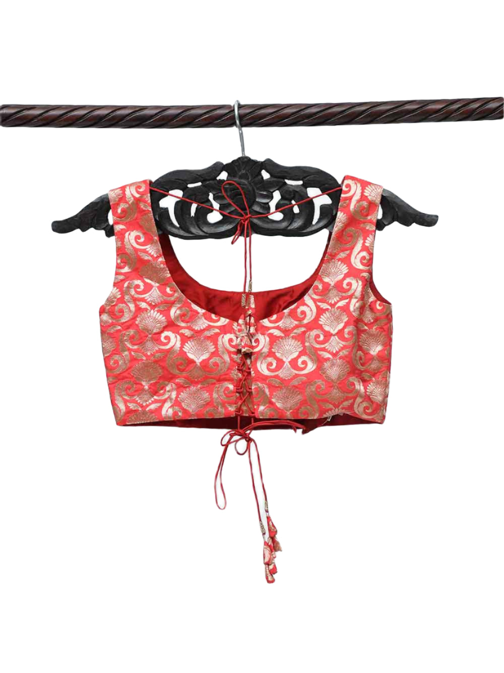 Red Uppada Silk Banarasi Ready-made Blouse - Sacred Weaves