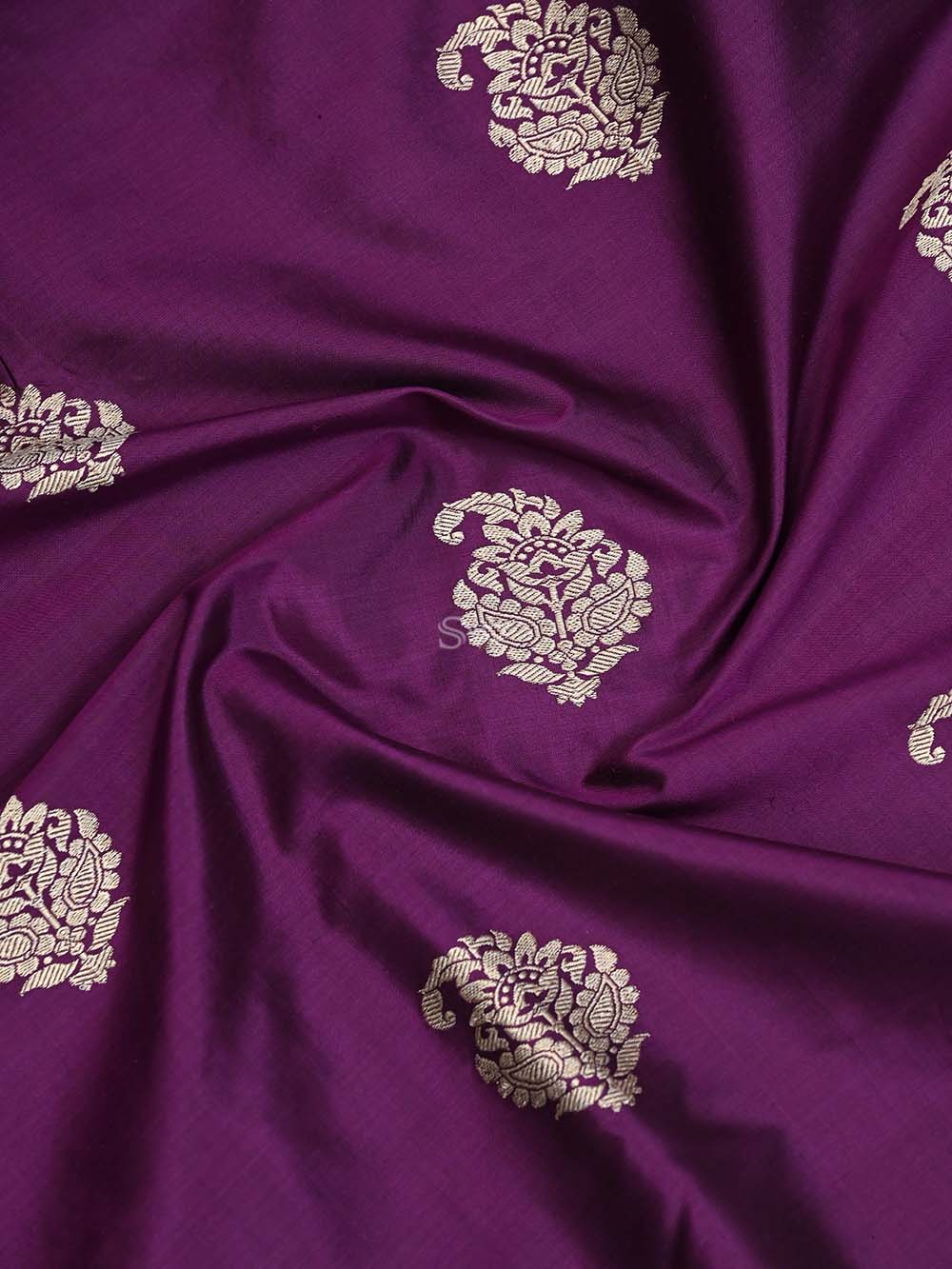 Dark Purple Katan Silk Handloom Banarasi Suit - Sacred Weaves