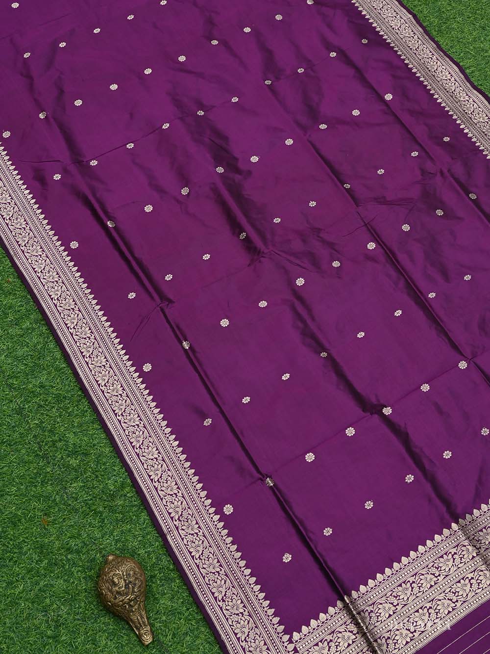 Dark Purple Katan Silk Handloom Banarasi Suit - Sacred Weaves