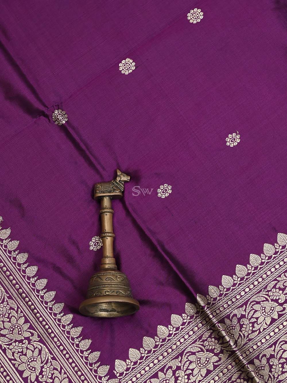 Dark Purple Katan Silk Handloom Banarasi Suit - Sacred Weaves