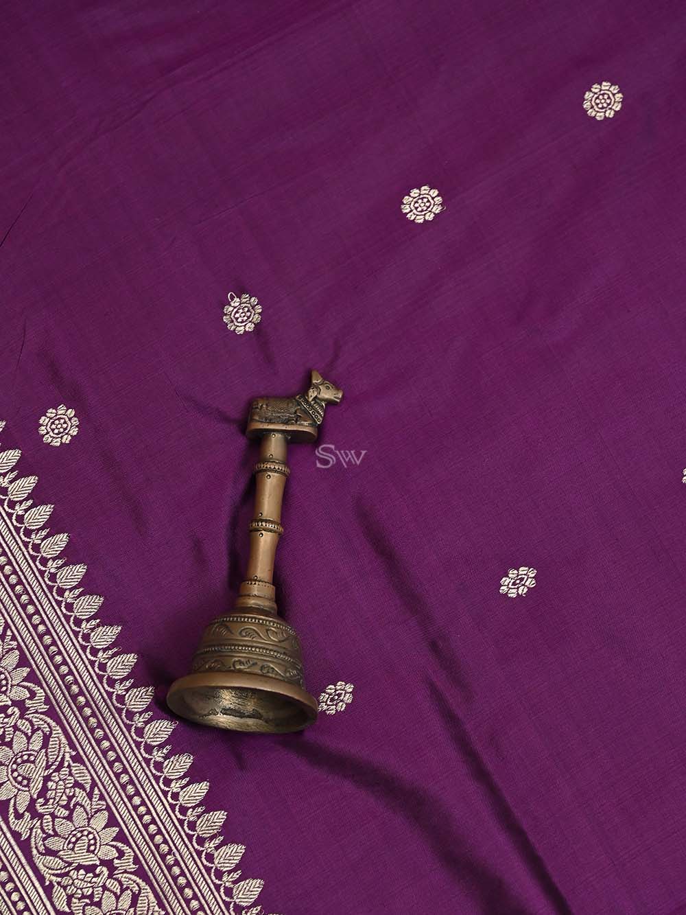 Dark Purple Katan Silk Handloom Banarasi Suit - Sacred Weaves
