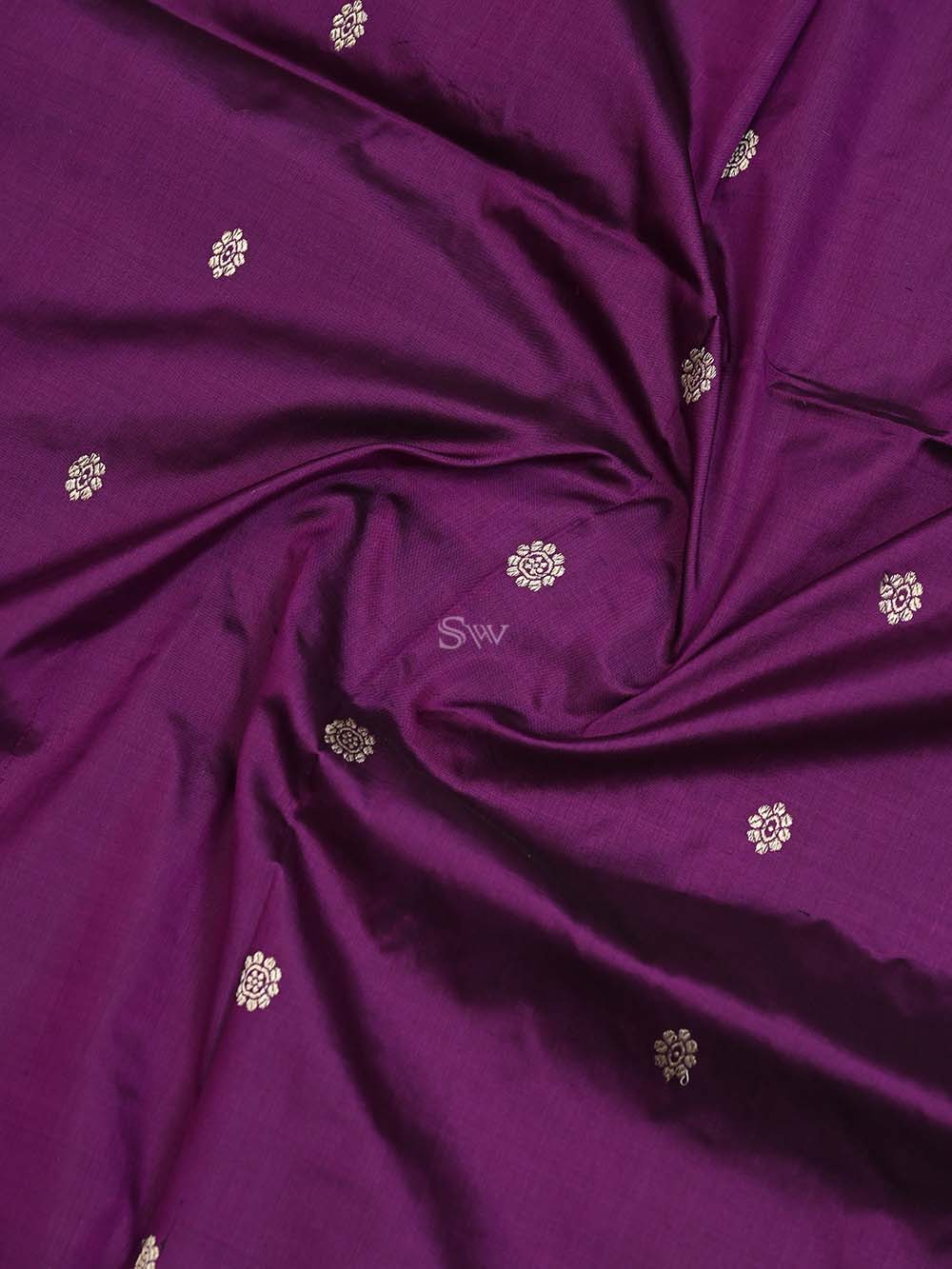 Dark Purple Katan Silk Handloom Banarasi Suit - Sacred Weaves