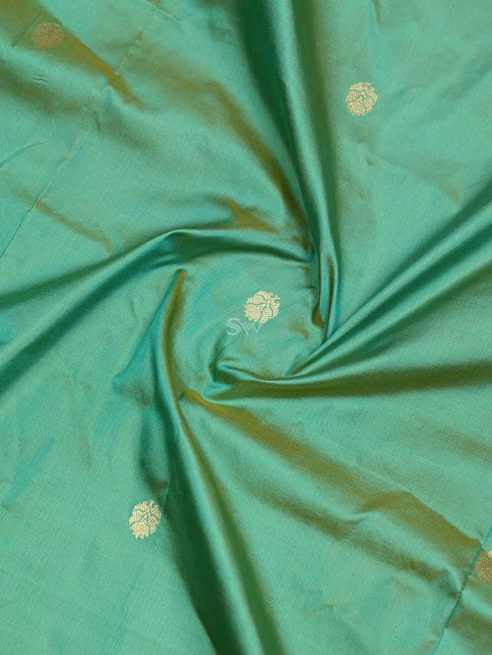 Green Yellow Katan Silk Handloom Banarasi Suit - Sacred Weaves