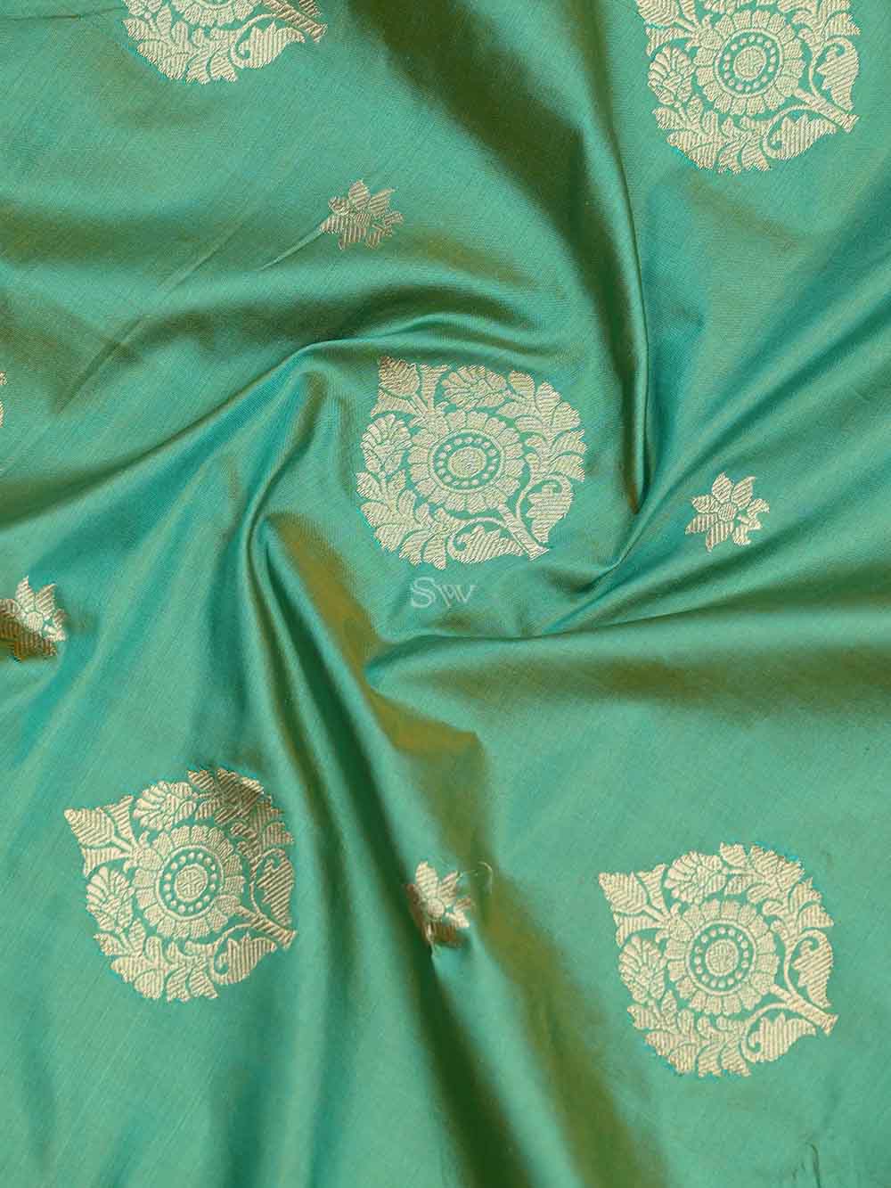 Green Yellow Katan Silk Handloom Banarasi Suit - Sacred Weaves