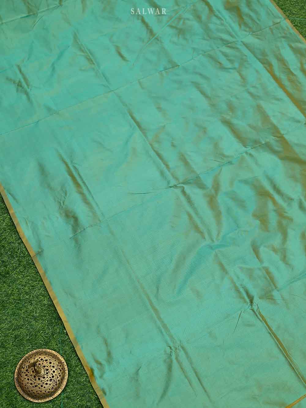 Green Yellow Katan Silk Handloom Banarasi Suit - Sacred Weaves