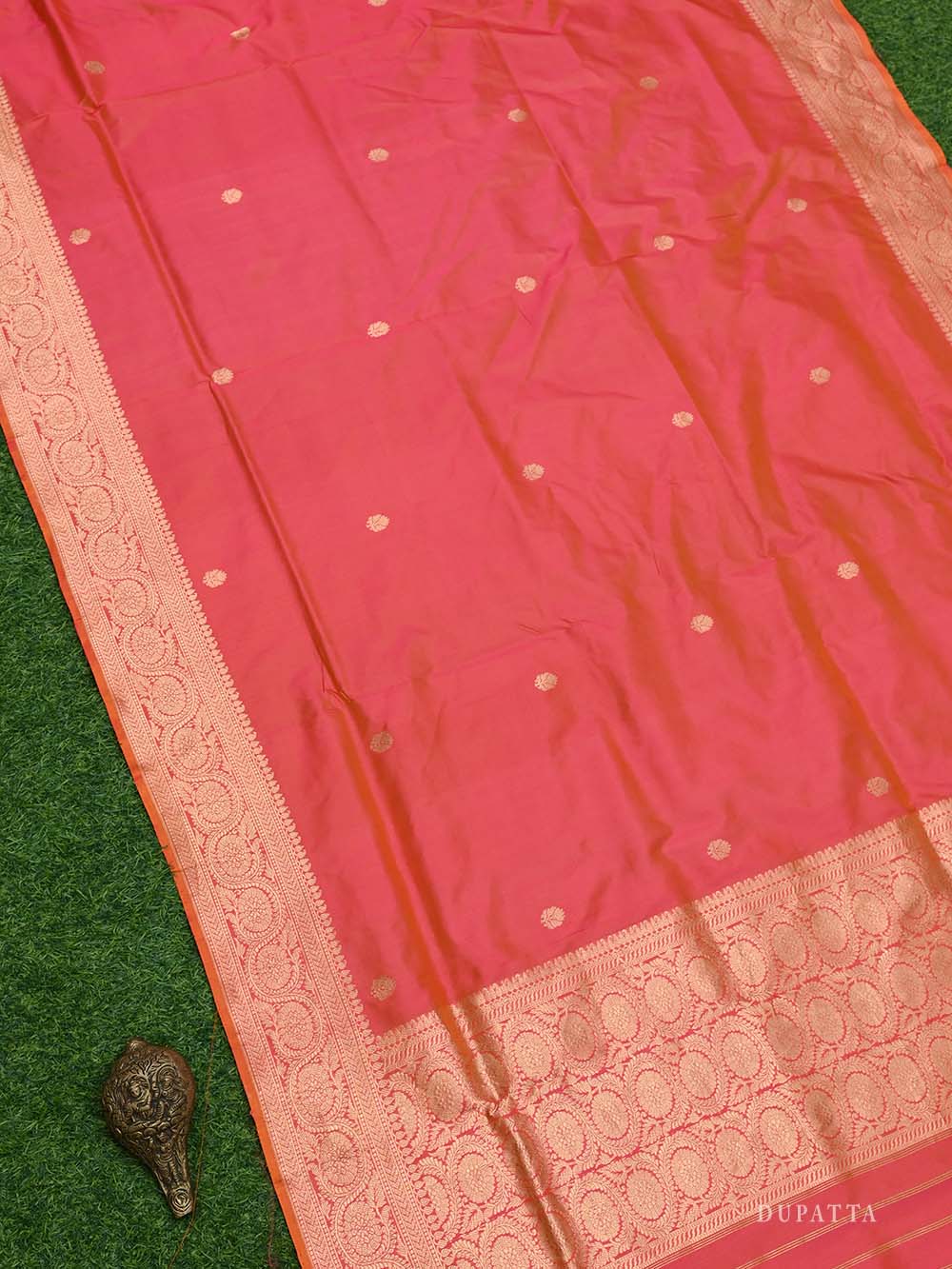 Orange Pink Katan Silk Handloom Banarasi Suit - Sacred Weaves