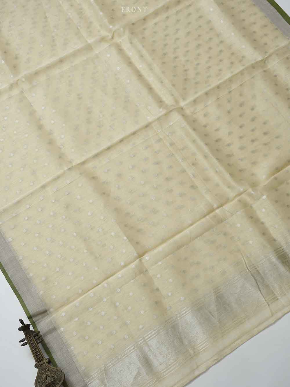 Pastel Beige Linen Handloom Banarasi Suit - Sacred Weaves