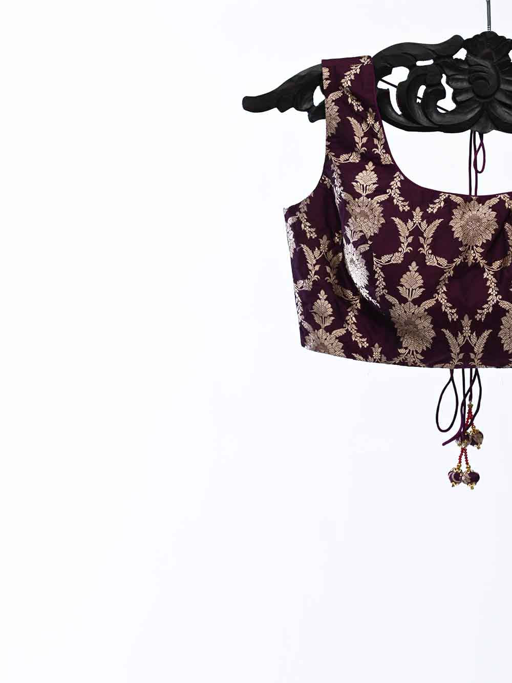 Dark Purple Uppada Silk Banarasi Ready-made Blouse