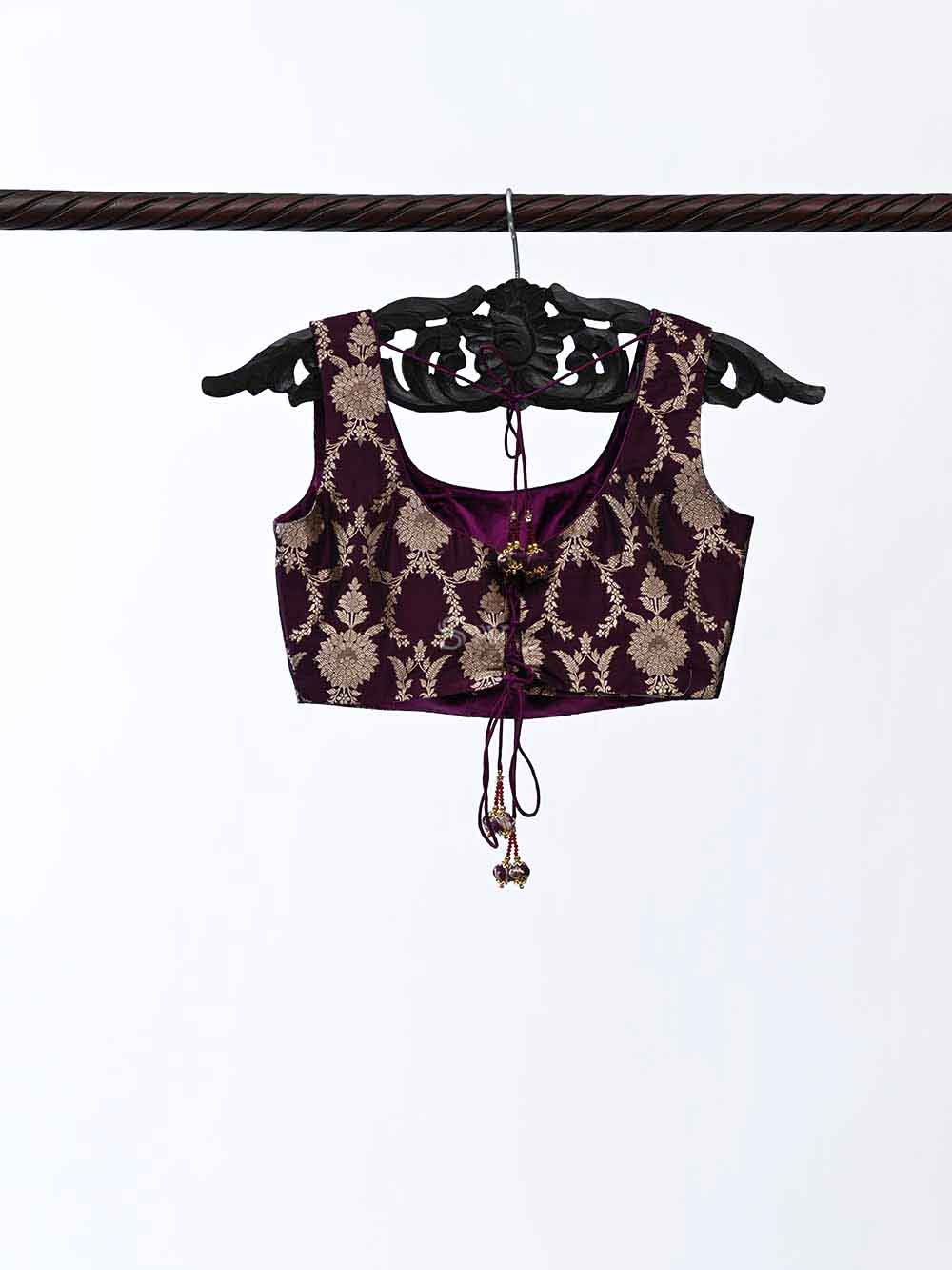 Dark Purple Uppada Silk Banarasi Ready-made Blouse
