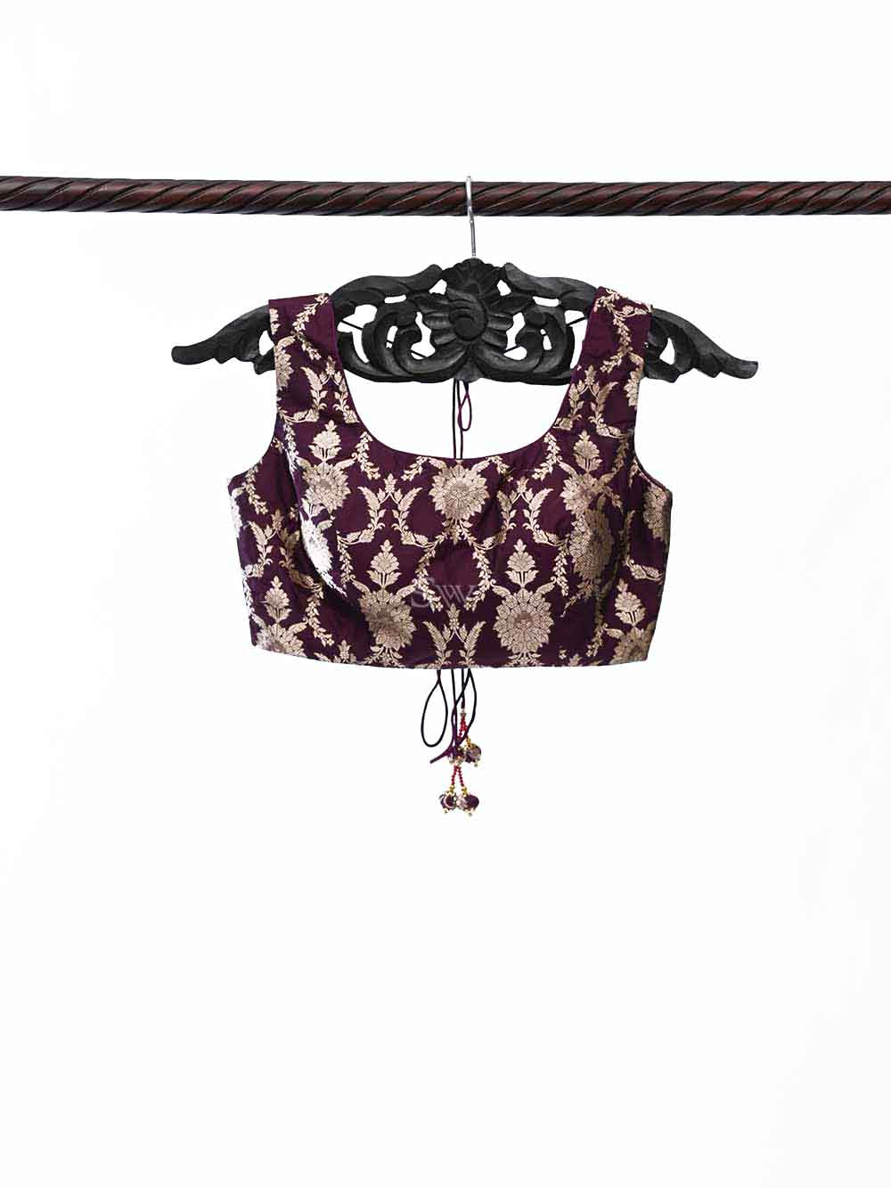 Dark Purple Uppada Silk Banarasi Ready-made Blouse
