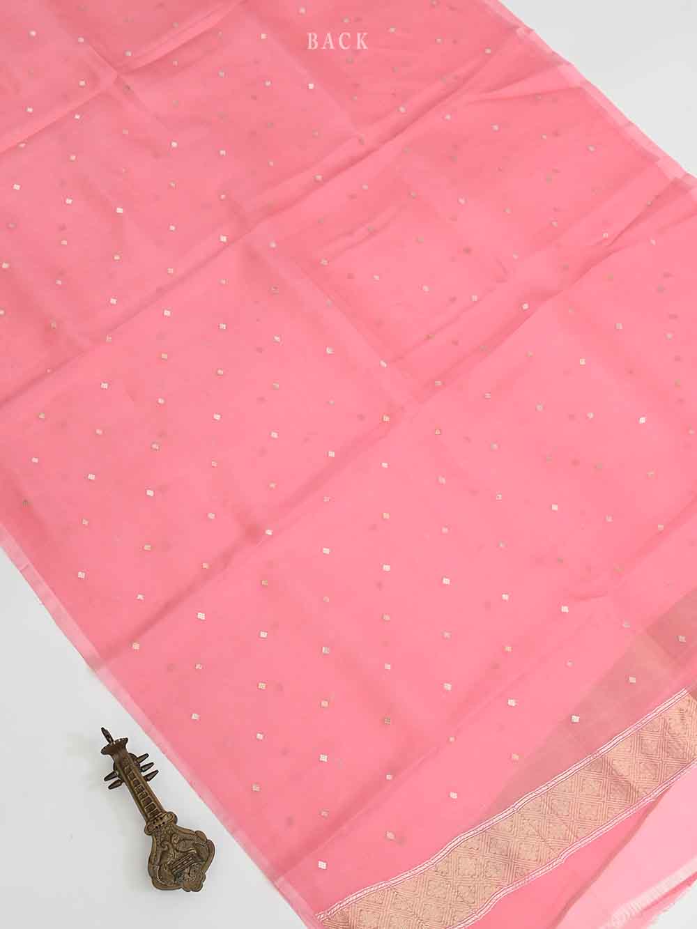 Pink Organza Handloom Banarasi Suit - Sacred Weaves