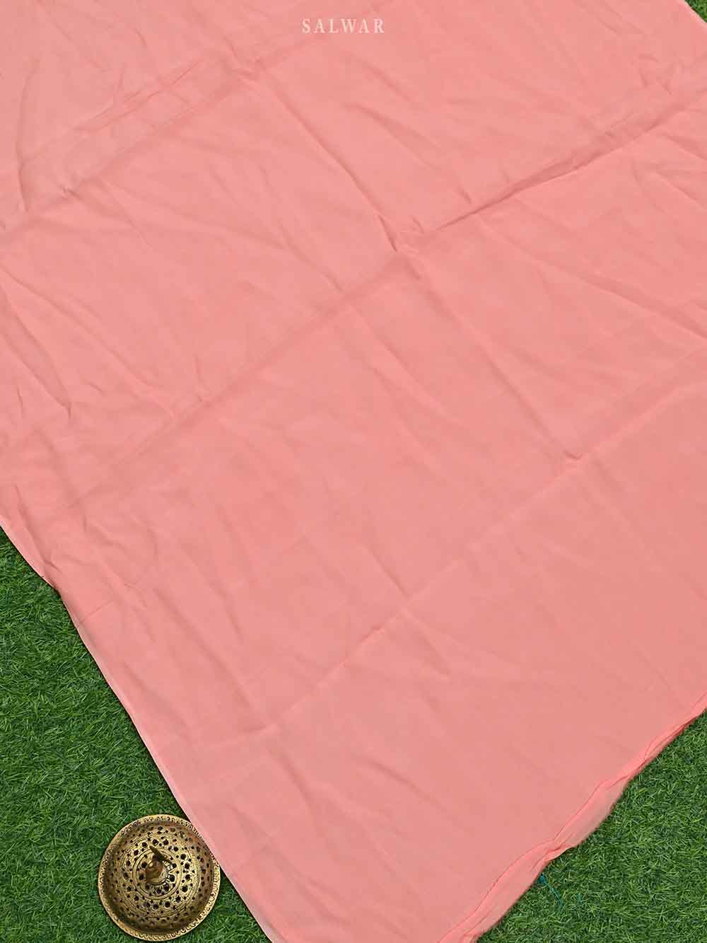 Coral Pink Khaddi Georgette Handloom Banarasi Suit - Sacred Weaves